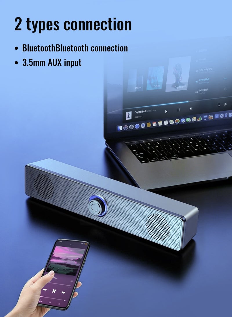 أركايوبتيركس مكبر صوت للكمبيوتر مزود بمدخل Bluetooth و AUX - مكبر صوت مكتبي يعمل بالطاقة عبر USB ومزود بمقبض للتحكم في مستوى الصوت، للكمبيوتر الشخصي والكمبيوتر المحمول والهاتف والكمبيوتر اللوحي - Image 2